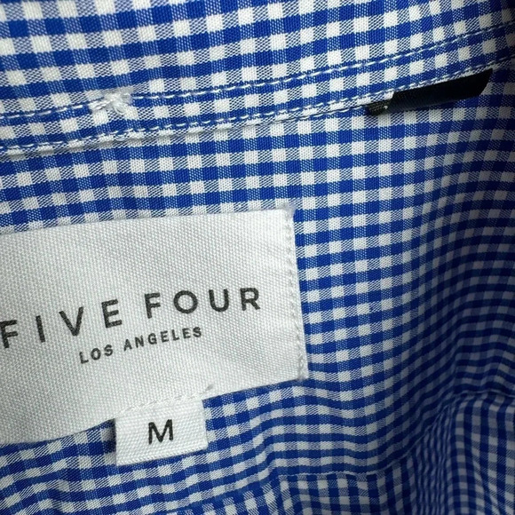 Five Four Men’s Long Sleeve Button Down Dress Shirt Blue/White‎ Check NWT Medium - Picture 2 of 7